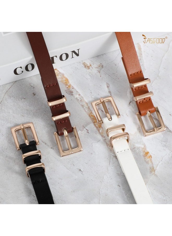 JASGOOD - 4 Pack Women Skinny Leather Belt Thin Waist Belt With Gold Buckle For Jeans Pants Dress - Image 1