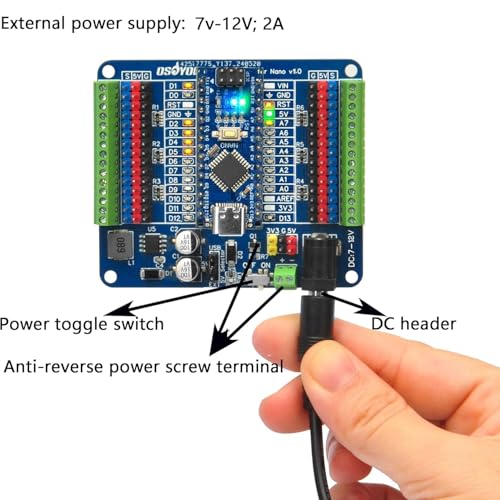 OSOYOO Nano IO Shield Breakout Board with GPIO Status LED, Terminal Expansion Holder for Arduino Nano - Image 5