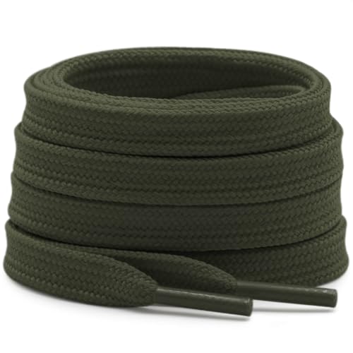 DELELE Solid Flat Shoe Laces: Hollow Thick Army Green Shoelaces for Sneakers 2 Pair 47 inch - Image 1