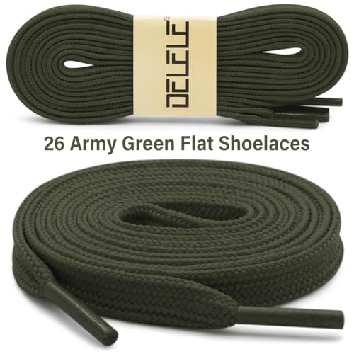 DELELE Solid Flat Shoe Laces: Hollow Thick Army Green Shoelaces for Sneakers 2 Pair 47 inch - Image 2