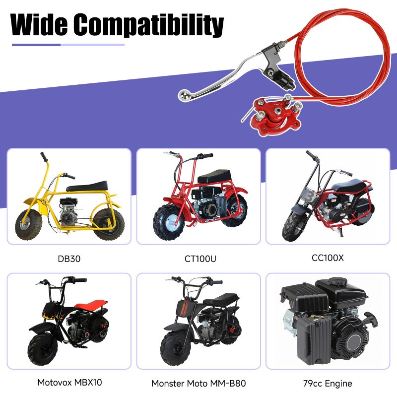 CILOYU Mini Bike Brake Lever Kit with 180mm Disc Brake Rotor Compatible with Coleman CT100U CC100X Baja Doodlebug DB30 Motovox MBX10 MBX11 Monster Mega Moto 80cc 105cc Parts Rear Brake Caliper - Image 3