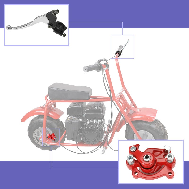 CILOYU Mini Bike Brake Lever Kit with 180mm Disc Brake Rotor Compatible with Coleman CT100U CC100X Baja Doodlebug DB30 Motovox MBX10 MBX11 Monster Mega Moto 80cc 105cc Parts Rear Brake Caliper - Image 5