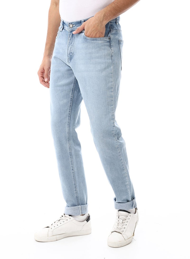 Andora Fly Zipper Button Closure Straight Jeans Pants_Snowy - Image 2