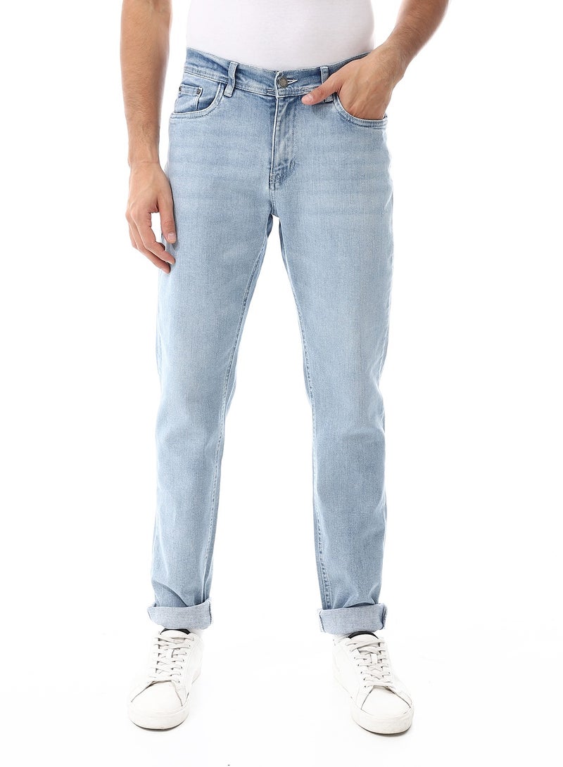 Andora Fly Zipper Button Closure Straight Jeans Pants_Snowy - Image 1