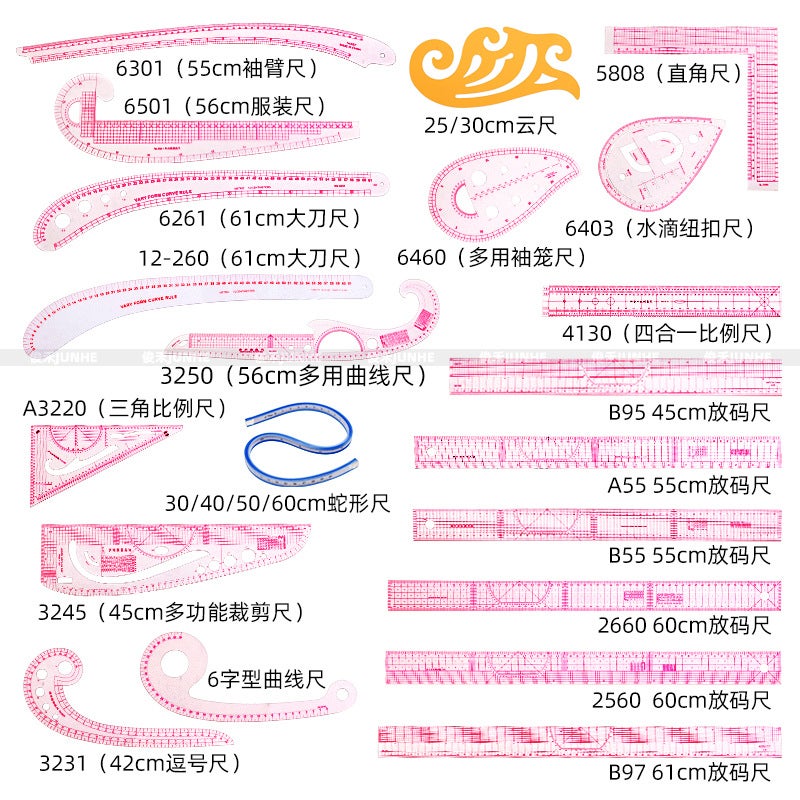 Pattern Making And Grading Ruler Clothing Proportion Pattern Making Curve Cutting And Sewing Tools Multi-Functional Pattern Making Ruler - Image 3