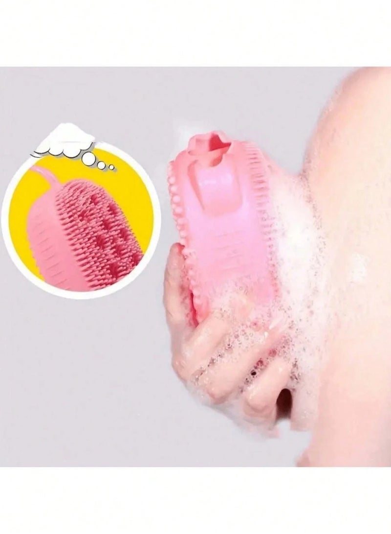 Ultra Soft Silicone Loofah with Bouncing Sponge, Silicone Body Exfoliating Sponge, Double-Sided Body Brush for Shower or Bath, Silicone Loofah with Built-in Sponge, Soft Silicone Body Scrubber Brush (Random Color) - Image 4