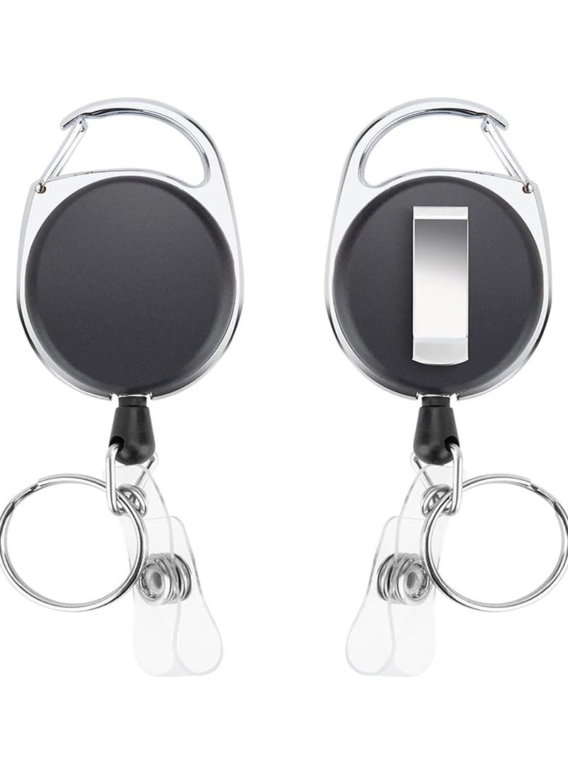 2 Pack Retractable Badge Holders Vertical Leather ID Badge Holders Waterproof ID Card Holder for Metro Card Credit Cards Access Card Driver’s Licenses and Passes - Image 3