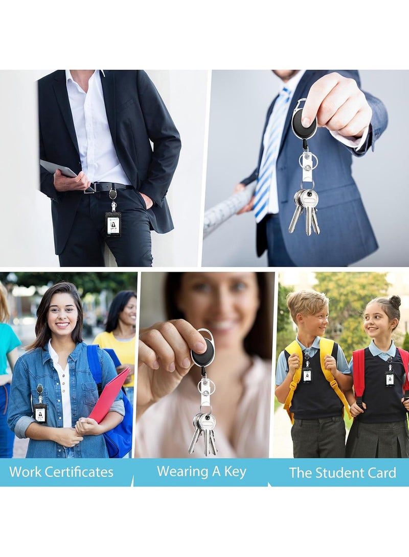 2 Pack Retractable Badge Holders Vertical Leather ID Badge Holders Waterproof ID Card Holder for Metro Card Credit Cards Access Card Driver’s Licenses and Passes - Image 5