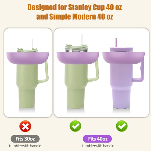 insefocc Snack Bowl for Stanley Cup 40 oz with Handle-Perfectly Compatible with Stanley Quencher H2.0 Tumbler 40 oz with Handle, Reusable Silicone Snack Tray, Stanley cup accessories (Orchid Snack Bowl) - Image 2