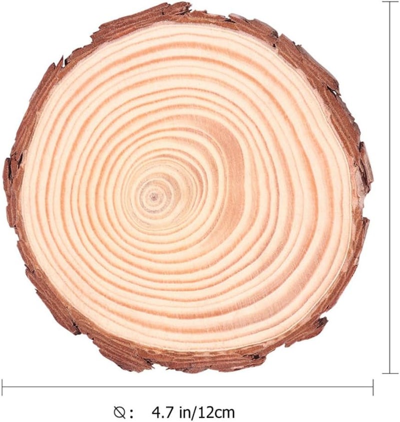 SEWACC 12pcs Unpainted Natural Wood Slices with Bark 10-12cm DIY Crafting Discs for Painting and Woodworking, Rustic Wood Coasters for Arts, Crafts, and Home Decor - Image 2