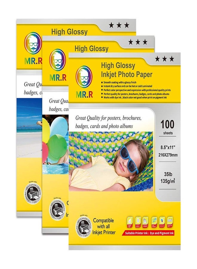 MR.R Single Side High Glossy Inkjet Photo Paper Letter Size 8.5"x11" with 100 sheets per pack 135gsm 35LB - Image 2