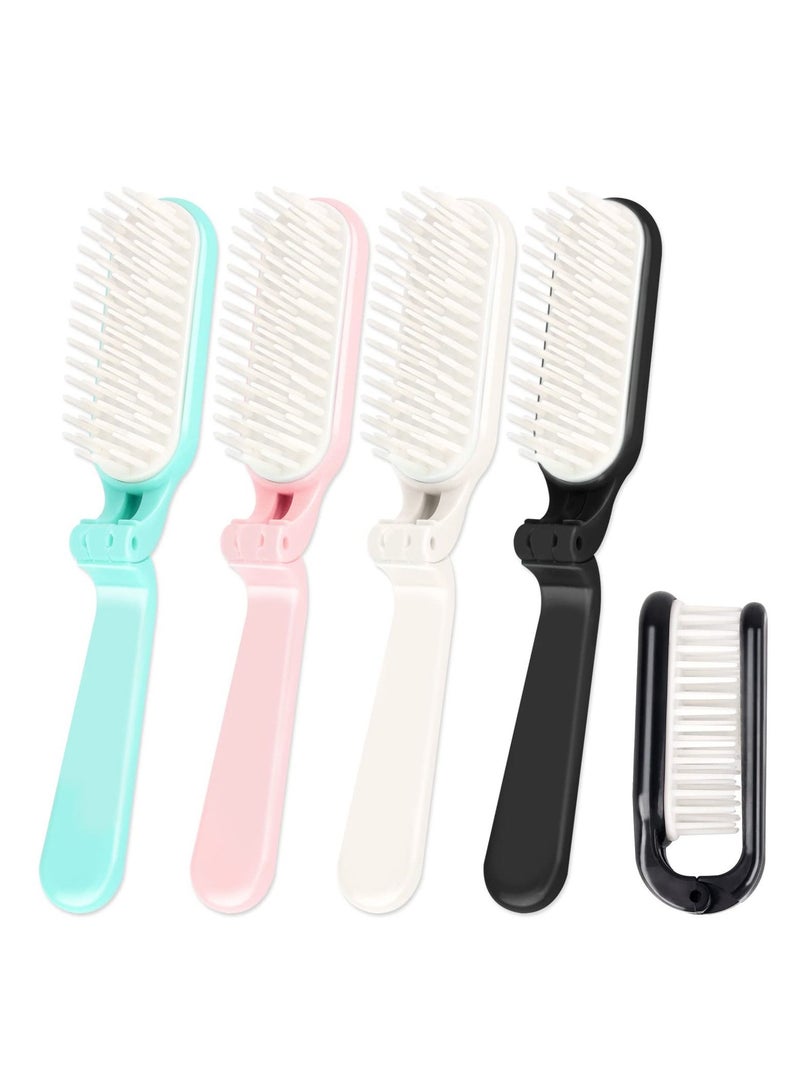 Excefore Hair Brush, 4pcs Folding Mini Portable Collapsable Combs Pocket Hair Brush for All Hair Types for Women Men Family Travel - Image 1