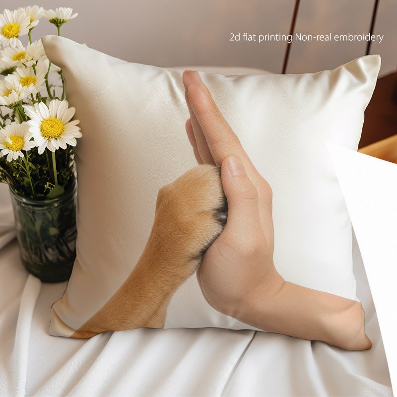 غطاء وسادة ديكوري بطبعة يد وكف كلب تصميم مرح لتزيين الأريكة وغرفة النوم كهدية مميزة - Image 2