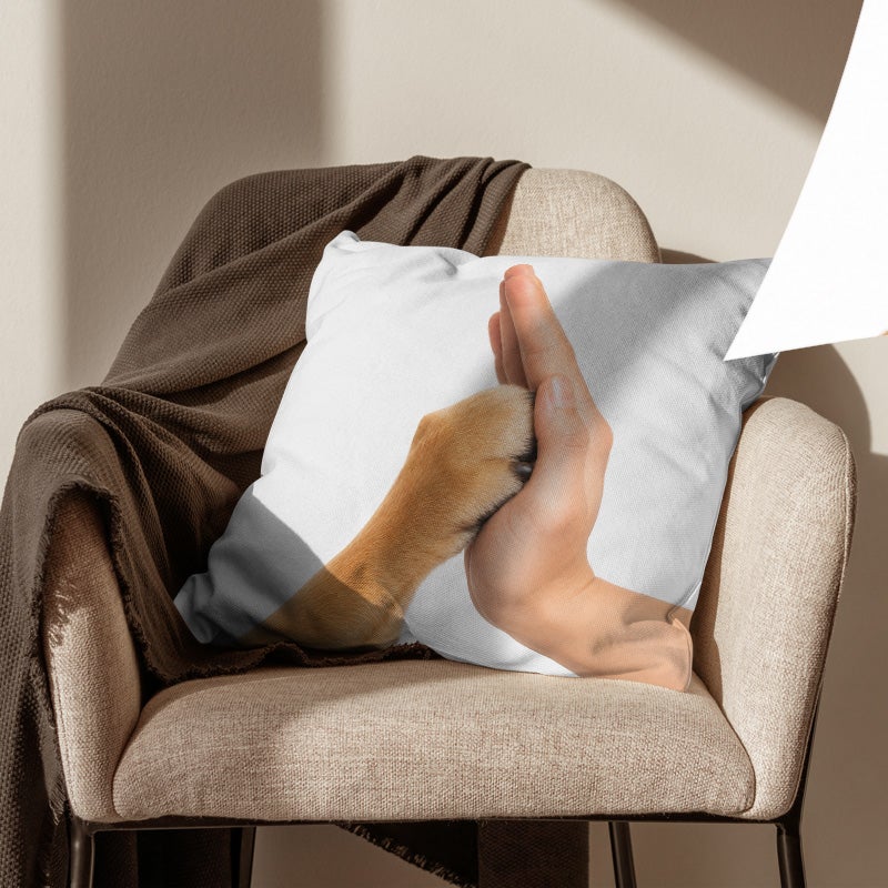 غطاء وسادة ديكوري بطبعة يد وكف كلب تصميم مرح لتزيين الأريكة وغرفة النوم كهدية مميزة - Image 4