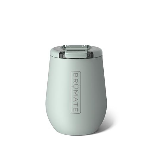 BrÃ¼Mate BrMate Uncorkd 14oz 100 Leakproof Insulated Wine Tumbler Locking Lid Insulated Stainless Steel Wine Glass Perfect For Travel Outdoors BPAFree Sage - Image 1