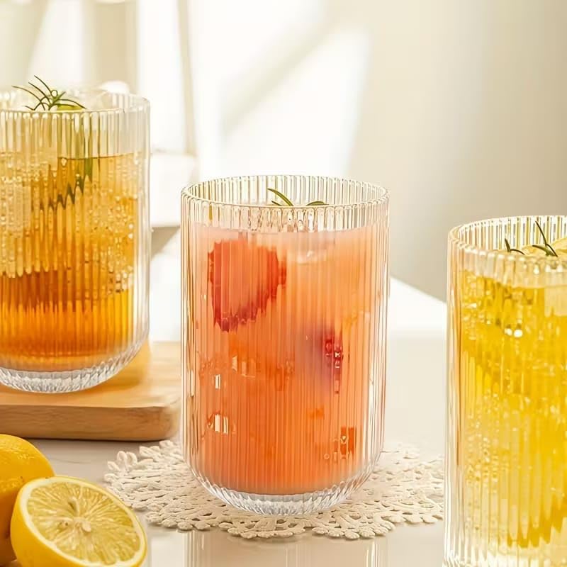 WRINGO 250ML Italian Premium Juice Glasses and Transparent Water Glass Medium Size Tumbler Glasses for Drinking Water and Cocktails, Diamond Design Glass Water Glasses (Lining, Set of 12) - Image 2