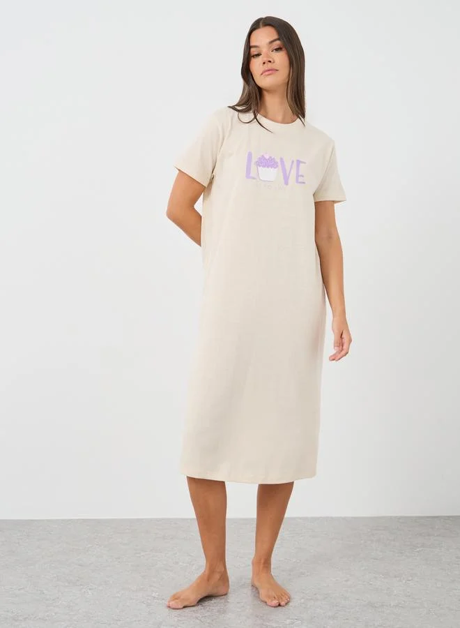 Styli Active Eco Earth Graphic Hem Printed Oversized Shorts