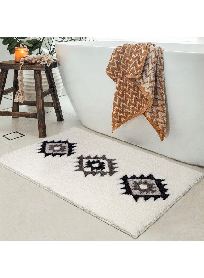 DEXDE Boho Bathroom Rug Runner 24x60 Long Bath Mat for Bathroom Bedroom Hallway Kitchen Luxury Soft Absorbent Large Bohemian Carpet Runner Moroccan Geometric Farmhouse Decor, Black White - Image 1