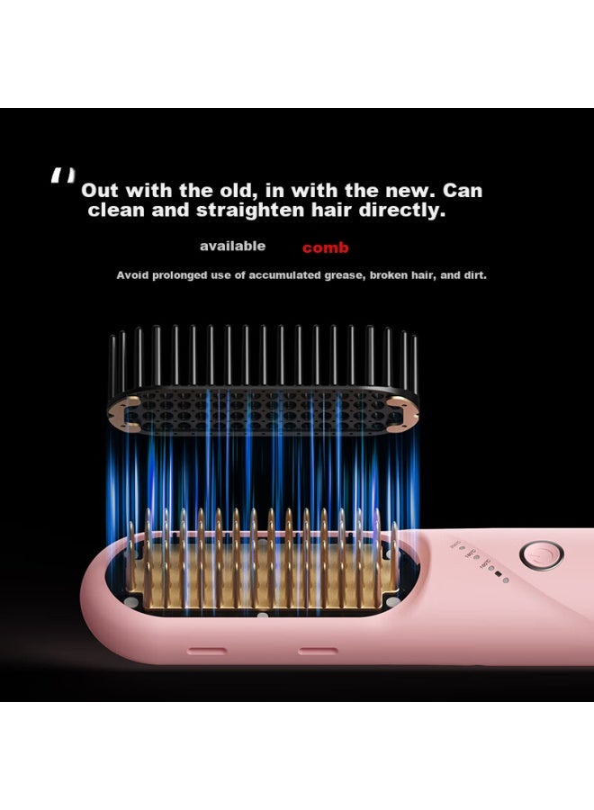 TSUYAGLA Cria 6th Generation Detachable Wireless Straight Hair Brush, 6 Billion Plasma Water Moisturizing Hair Care, Styling Without Damaging Hair, Wired And Wireless Two-in T606 Pink, Qixi Valentine's Day Gift - Image 5