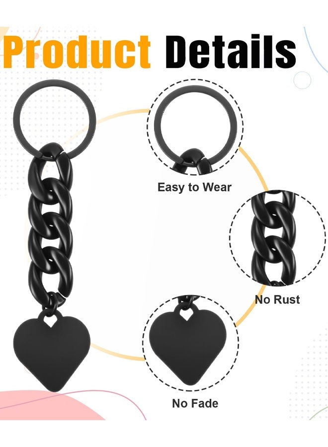 2 PCS Black Heart Keychain, Cute Heart Bag Charm Chain Links Heart Keyring For Bag Purse Women Kawaii Key Ring Decorative Keys Holder For Handbag Backpack Car Keys Wallet - Image 3
