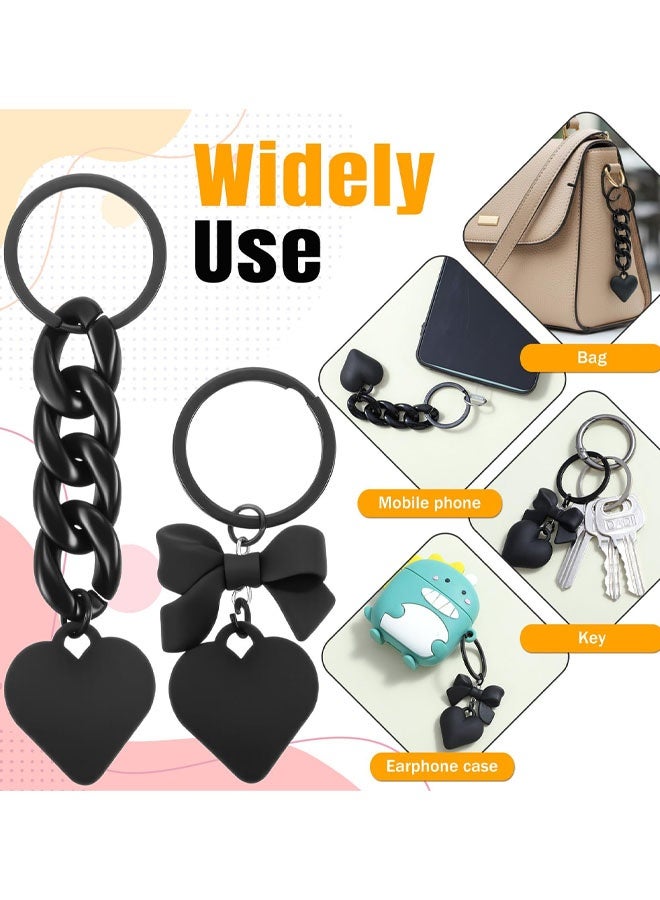 2 PCS Black Heart Keychain, Cute Heart Bag Charm Chain Links Heart Keyring For Bag Purse Women Kawaii Key Ring Decorative Keys Holder For Handbag Backpack Car Keys Wallet - Image 5