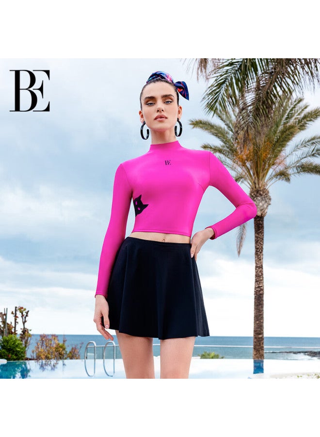 Balneaire Little Black Cat/meow Star Series 2025 New Women's Two-piece Long-sleeve Swimsuit, Hot Spring Bottom, Black, Size S - Image 1