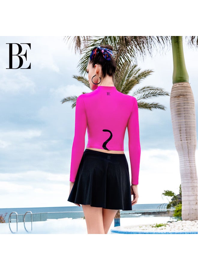 Balneaire Little Black Cat/meow Star Series 2025 New Women's Two-piece Long-sleeve Swimsuit, Hot Spring Bottom, Black, Size S - Image 2