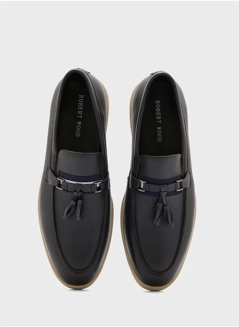 Robert Wood Tassel Detail Smart Casual Slip Ons