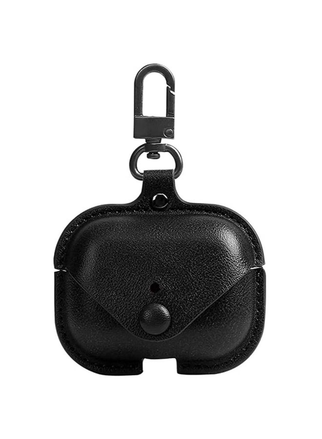 AirPods 3rd Generation Case (2021), Leather Protective Case Skin Cover with Keychain and Lock for Apple Airpods 3 Case Women Men (Black) - Image 1