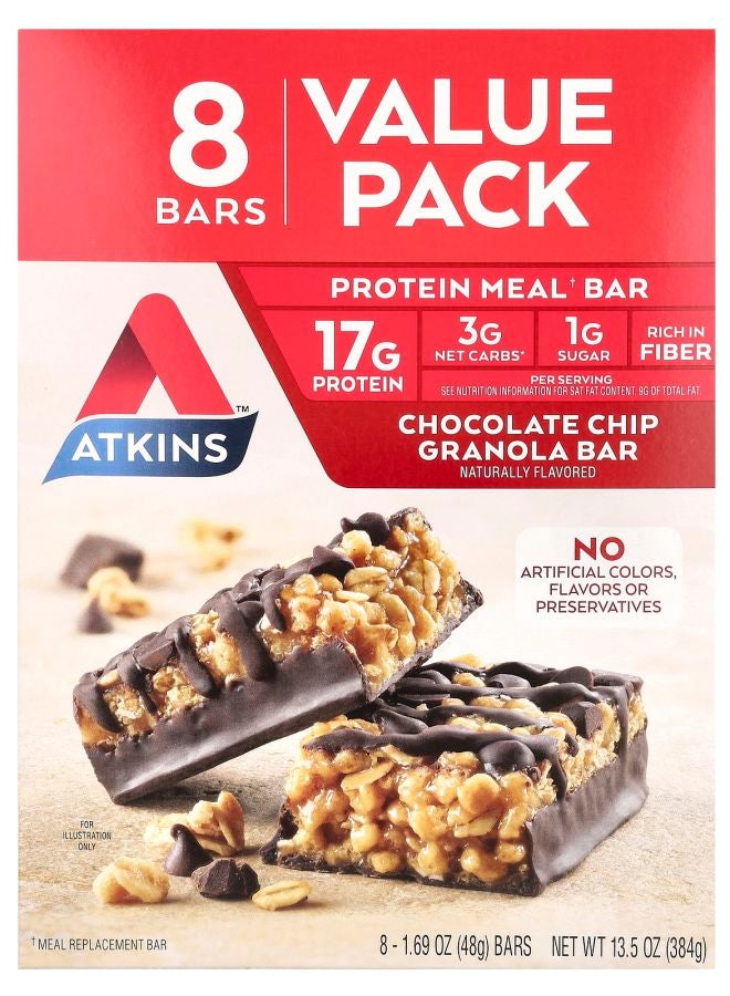 Protein Meal Bar Chocolate Chip Granola 8 Bars 1.69 oz (48 g) Each