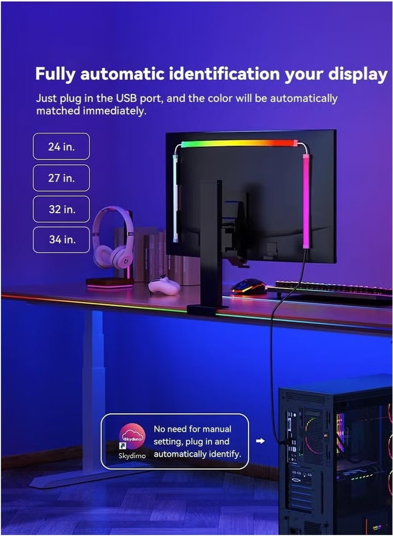 JAKTK Monitor Led Backlight 24 Inch Led Strip Lights Sync with Screen Color or Music RGB Computer Light Bar Behind Monitor Supports Pc or Mac - Image 2