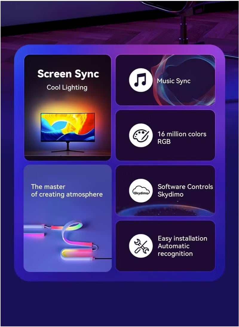 JAKTK Monitor Led Backlight 24 Inch Led Strip Lights Sync with Screen Color or Music RGB Computer Light Bar Behind Monitor Supports Pc or Mac - Image 5