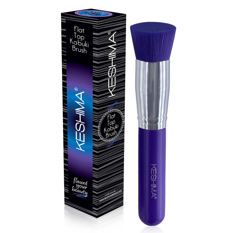 Keshima Foundation Brush Flat Top Kabuki By Keshima - Premium Foundation Brush for Liquid Makeup, Cream, and Powder - Buffing, Blending, and Face Brush (Regular Size, Neon Purple) - Image 1
