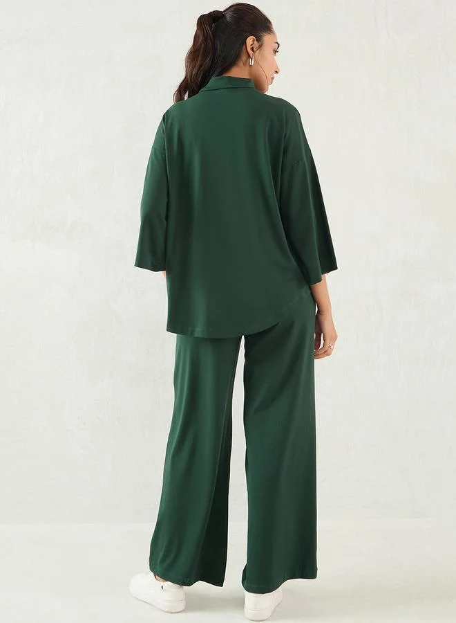 فيميلا Femmella Cotton Knit High Neck Top and Pants Co-Ords