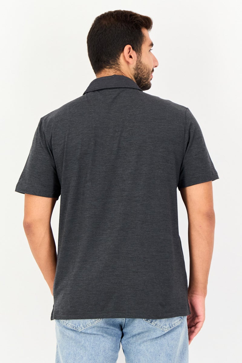 Chaps Men Regular Fit Heather Short Sleeve Polo Shirt, Charcoal Grey - Image 4