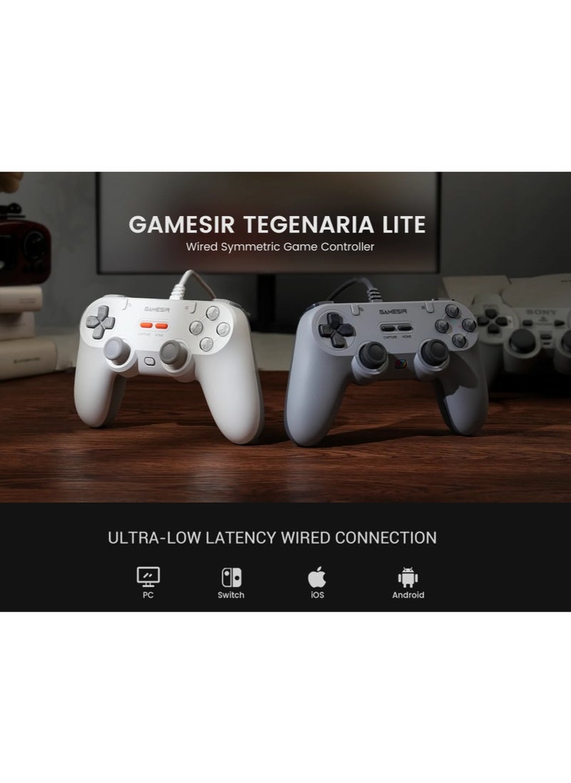 Classic Gamepad GameSir Tegenaria Lite Wired Game Controller for Switch, Android, iOS, PC, Steam With Retro 90s Design, Hall Effect Sticks, 1000Hz Polling Rate, Dual Rumble Motors, Mappable Back Buttons, Ultra-Low Latency, Ergonomic Design -Serene