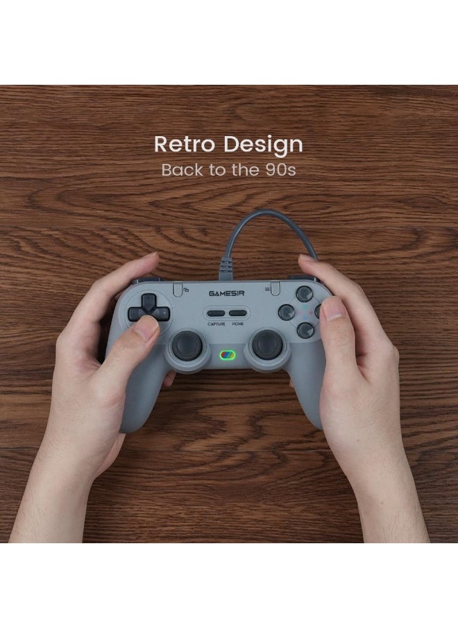 Classic Gamepad GameSir Tegenaria Lite Wired Game Controller for Switch, Android, iOS, PC, Steam With Retro 90s Design, Hall Effect Sticks, 1000Hz Polling Rate, Dual Rumble Motors, Mappable Back Buttons, Ultra-Low Latency, Ergonomic Design -Serene