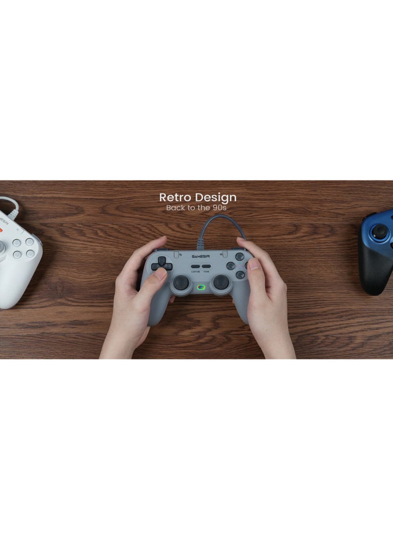 Classic Gamepad GameSir Tegenaria Lite Wired Game Controller for Switch, Android, iOS, PC, Steam With Retro 90s Design, Hall Effect Sticks, 1000Hz Polling Rate, Dual Rumble Motors, Mappable Back Buttons, Ultra-Low Latency, Ergonomic Design -Serene