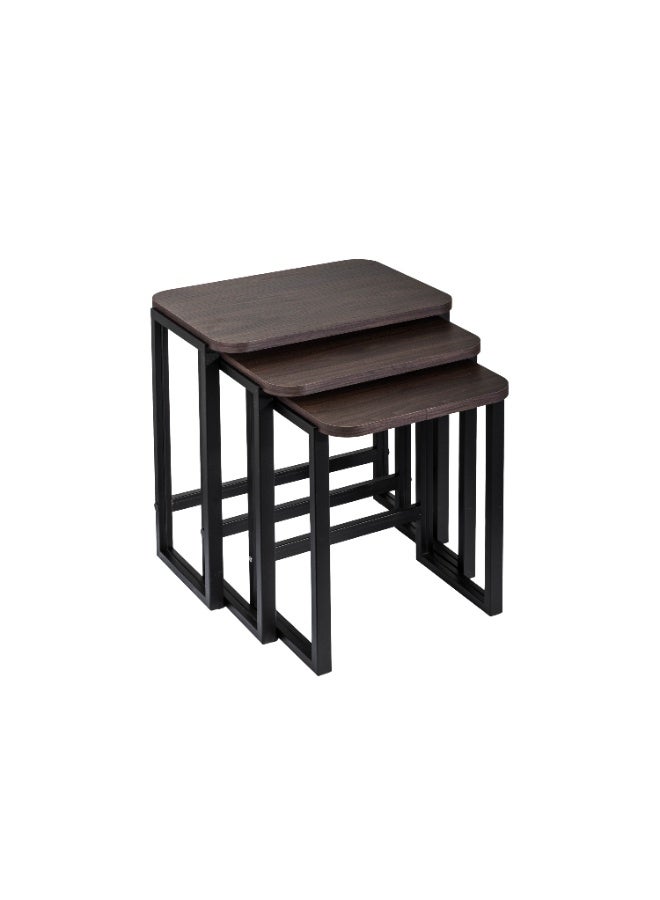evistar 3-piece coffee table set made of high-quality Turkish wood with a modern design - Image 1