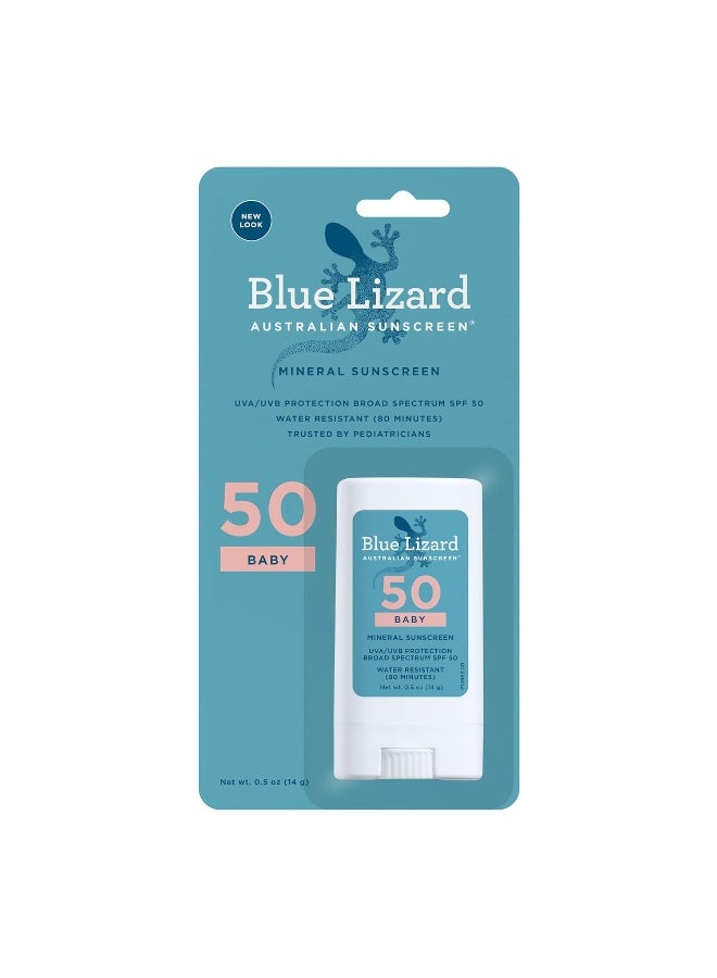 Blue Lizard BABY Mineral Sunscreen Stick with Zinc Oxide, SPF 50+, Water Resistant, UVA/UVB Protection - Easy to apply, Fragrance Free, .5 oz - Image 1