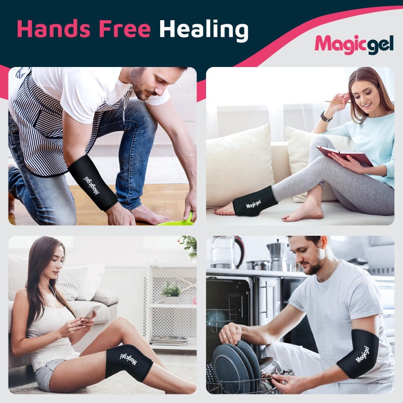 Magic Gel Elbow Ice Pack Wrap â€“ Reusable Knee and Arm Sleeve - Hot & Cold Freeze Therapy Wrap for Targeted Areas â€“ Compact Compression Fit for Knees, Calf, Joints, Tennis - Image 5