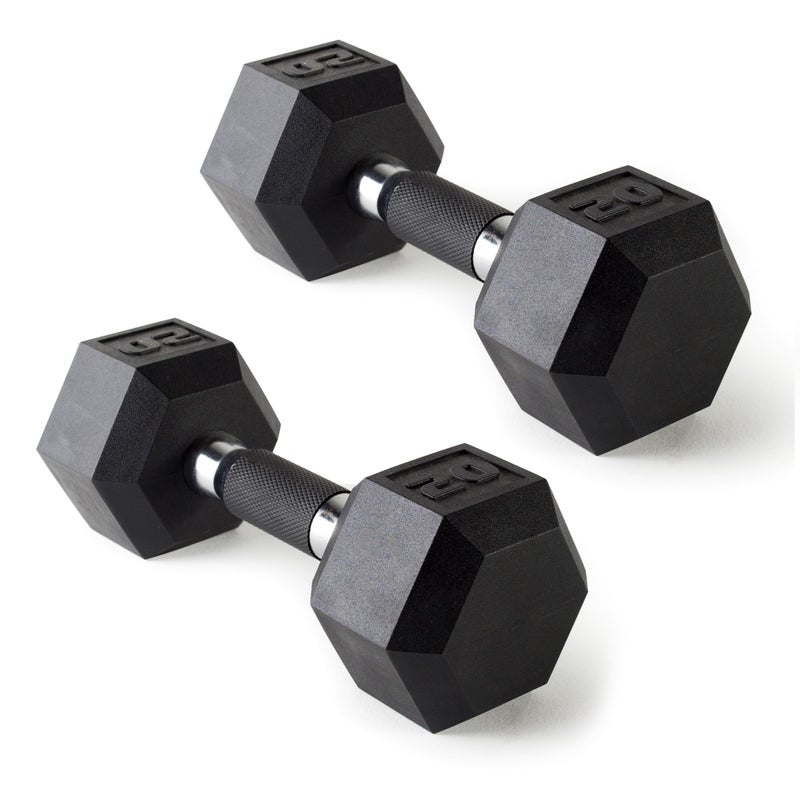 CAP Barbell 20 LB Rubber Coated Hex Dumbbell Hand Weight with Padded Grip - Pair | Comfort Grip - Image 1