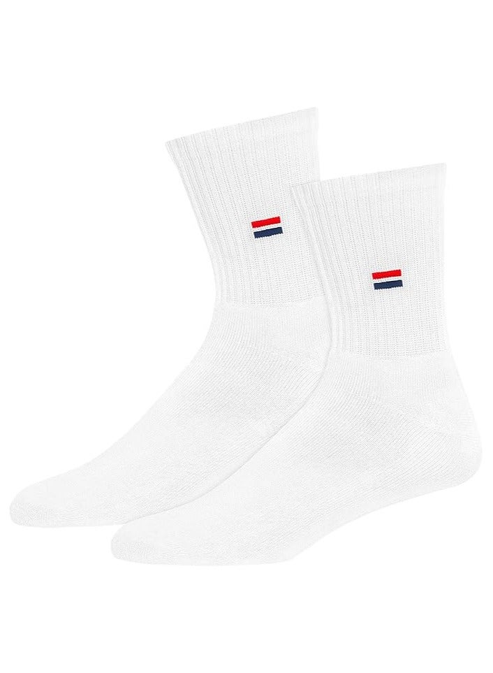 NAVYSPORT NAVYSPORT Men's Solid Cotton Cushion Comfort Crew Socks, Pack of 3 (Free Size, White)  - Image 3