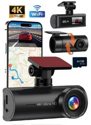 【كاميرا سيارة بدقة 4K UHD كاملة】 كاميرا مزدوجة أمامية وخلفية مع بطاقة ذاكرة 64GB من فئة U3، مزودة برؤية ليلية فائقة مدمجة، شاشة IPS مقاس 2.0 بوصة، زاوية تصوير واسعة 170 درجة، مستشعر اصطدام (G-Sensor)، وضع مراقبة لـ 24 ساعة، وتسجيل دائري تلقائي. - pzsku/Z0DA37EC4C58689696A9CZ/45/1748659084/b9ac9519-950c-4f53-8ad2-dd09b66677e1