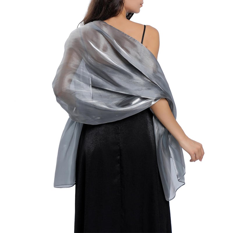 Ladiery Silky Shawls and Wraps for Evening Dresses: Women Sheer Soft Bridesmaid Wedding Formal Party Organza Shawl - Image 1
