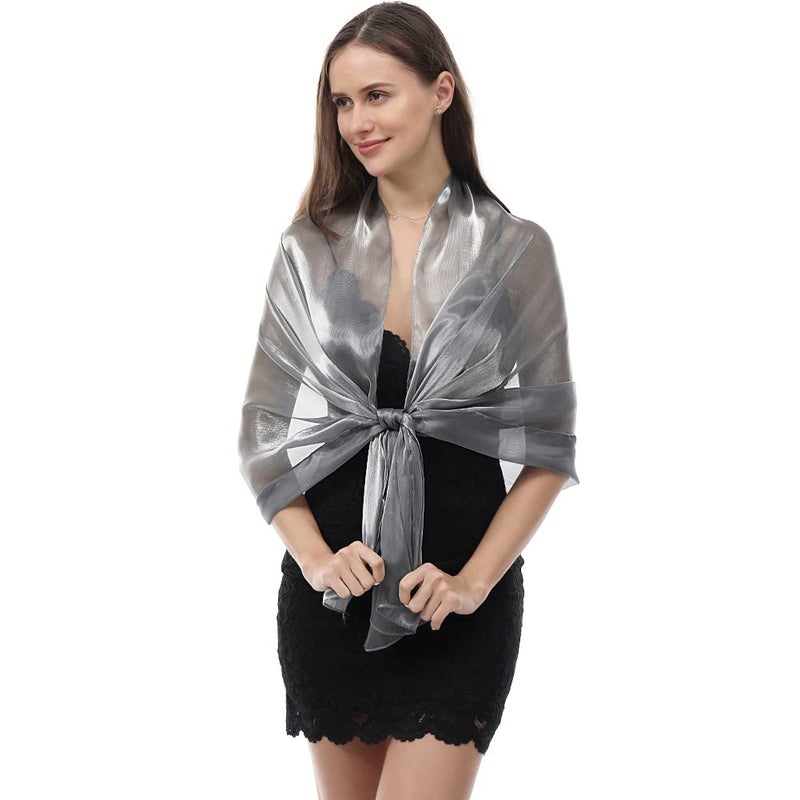 Ladiery Silky Shawls and Wraps for Evening Dresses: Women Sheer Soft Bridesmaid Wedding Formal Party Organza Shawl - Image 4