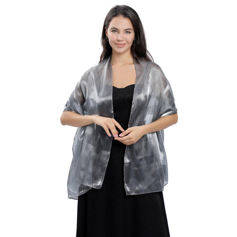 Ladiery Silky Shawls and Wraps for Evening Dresses: Women Sheer Soft Bridesmaid Wedding Formal Party Organza Shawl - Image 3