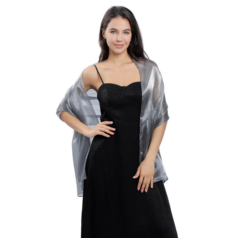 Ladiery Silky Shawls and Wraps for Evening Dresses: Women Sheer Soft Bridesmaid Wedding Formal Party Organza Shawl - Image 2