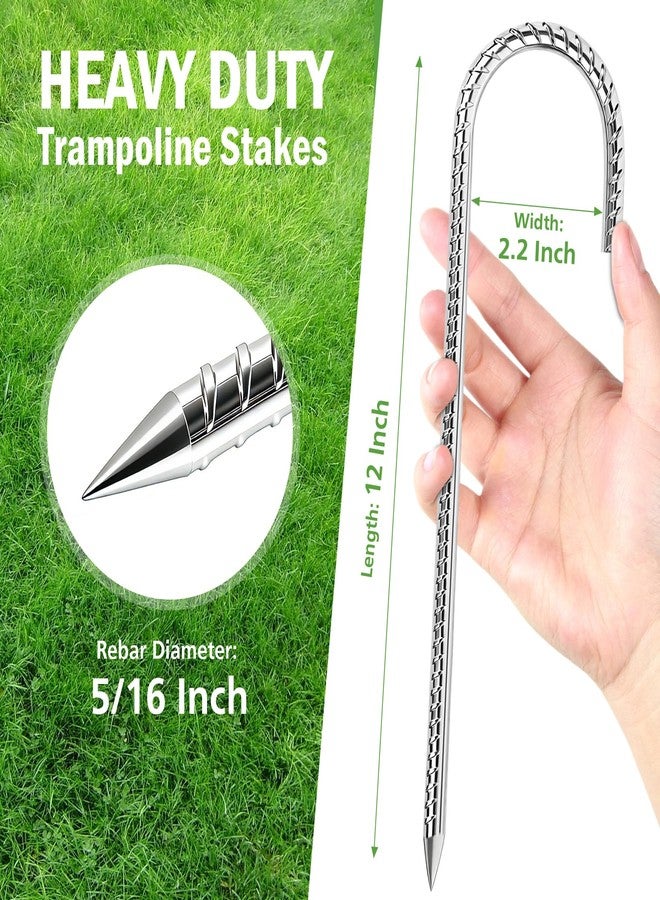 Hikemax 12 Inch Tent Stakes for Hind Wind & Rocky Ground - Heavy Duty Ground Anchor Rebar Stakes 6 Pack - Galvanized Steel Trampoline Stakes J-Shaped for Secure Trampolines, Fences, Tent, Inflatables - Image 2