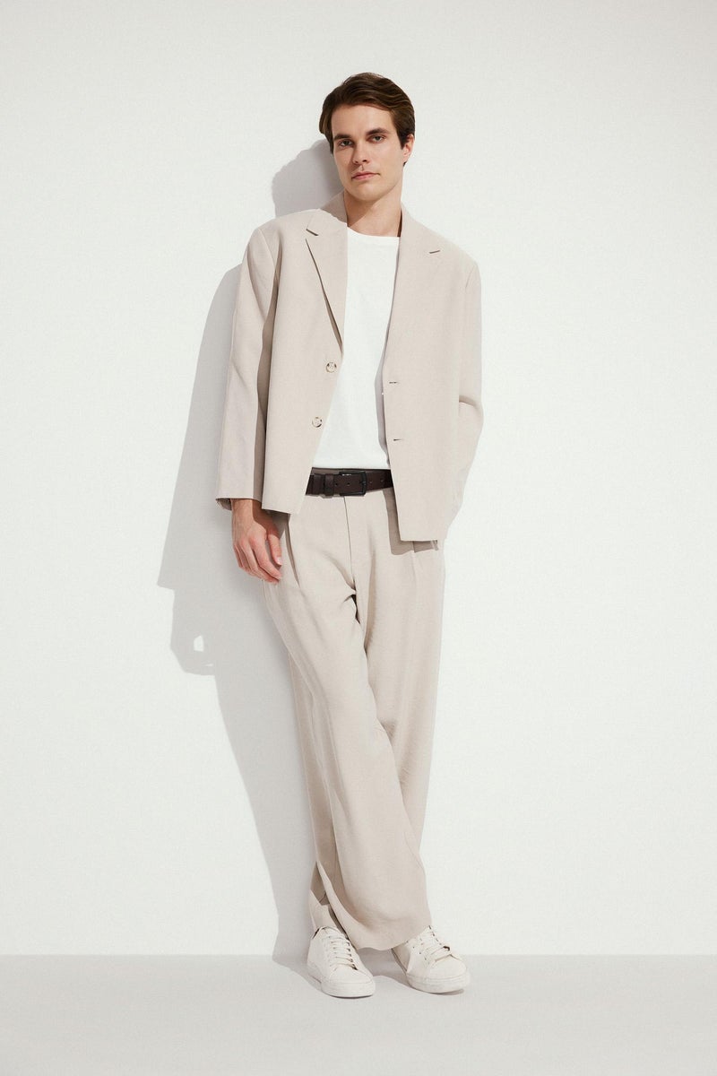DeFacto Beige Man Wide Leg Beige Trousers Casual - Image 2